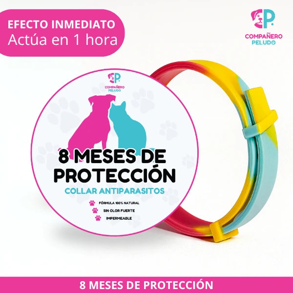 Promoción Especial: Compra 1 Collar Antiparasitario y Llévate 2 – 8 Meses de Protección – Ajustable para Perros y Gatos – Talla 70cm